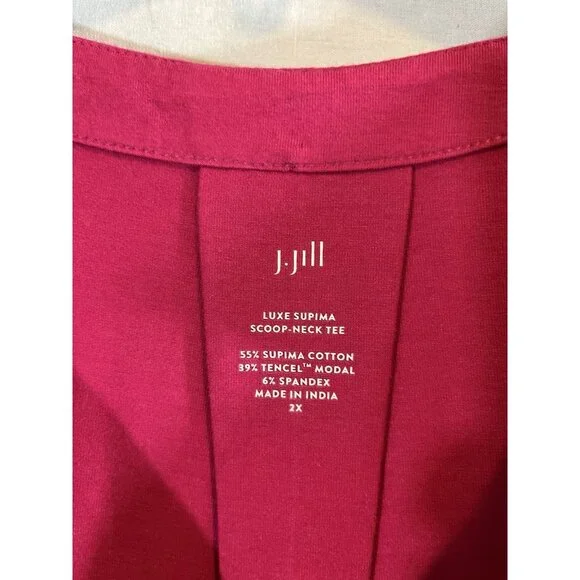 J Jill Women’s NWT 2X Pink Luxe Supima Scoop-Neck Tee - Picture 2 of 10